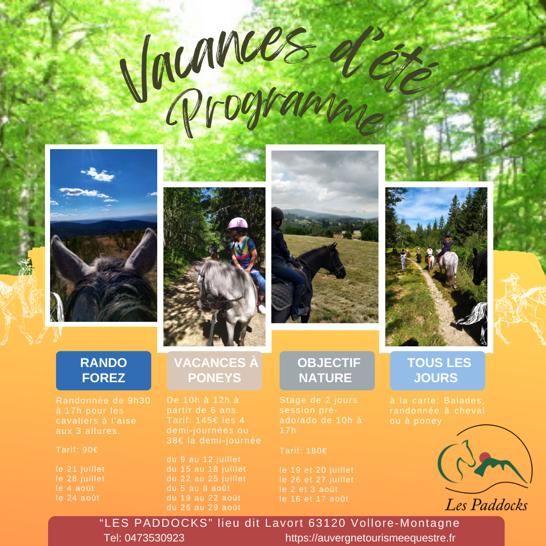 Programme activités équestres - été 2024